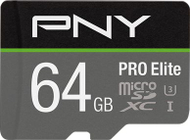 Kartë memorie microSD PNY PRO Elite, 64GB, Class 10 UHS I U3, gri e zezë