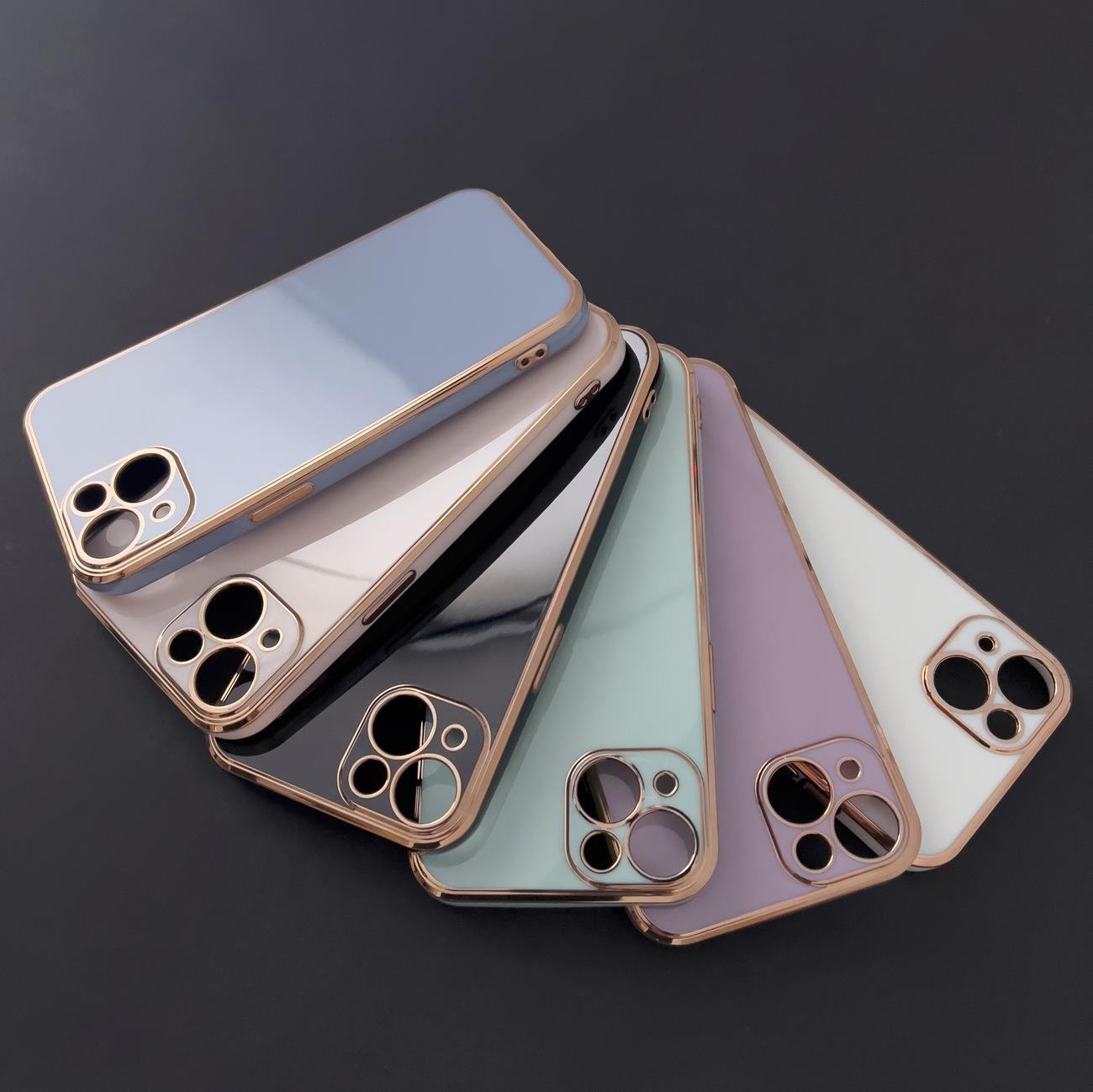 Këllëf xheli Hurtel Lighting Color Case për Xiaomi Redmi Note 11, kornizë e artë, ngjyrë mente