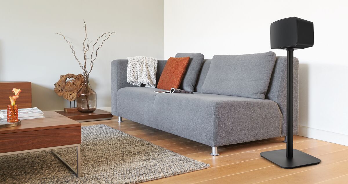 Stativ dyshemeje për altoparlant VOGELS Sound 3305, për Sonos Play:5 dhe Denon Heos 5, i zi