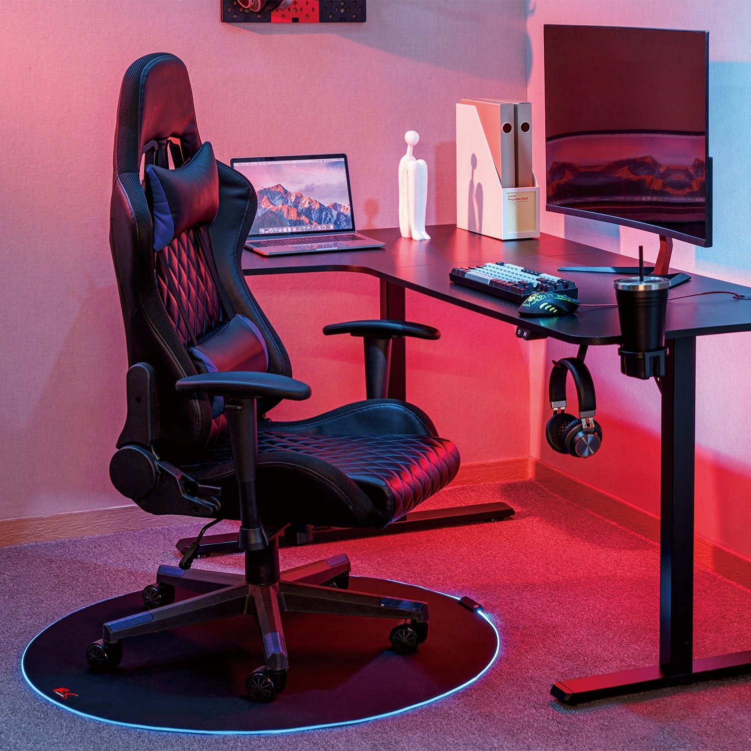 Tapet gaming NanoRS Pad Under Chair RGB RS171, aksesor për karrige lojërash, i zi