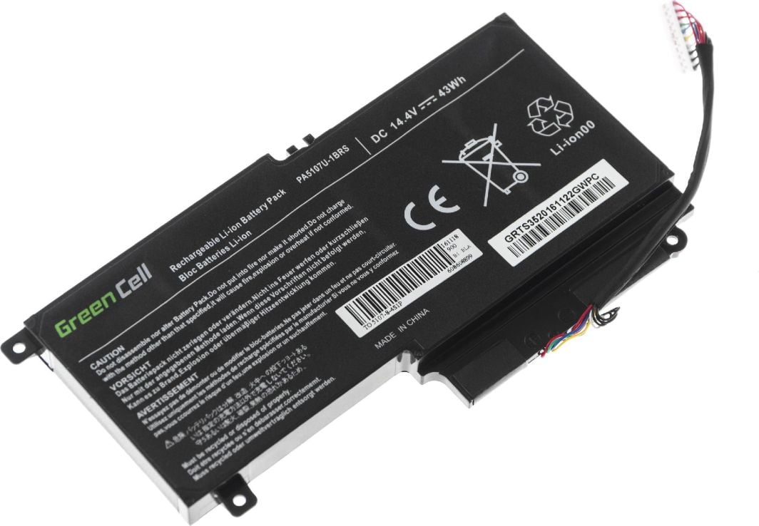 Bateri laptopi Green Cell PA5107U-1BRS, për Toshiba Satellite L50-A P50-A S50-A, e zezë