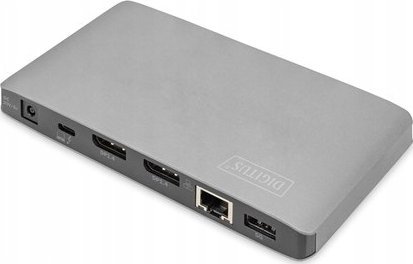 Stacion dokimi USB C Digitus DA-70895, 2x 4K ose 8K, Gigabit LAN, gri e zezë