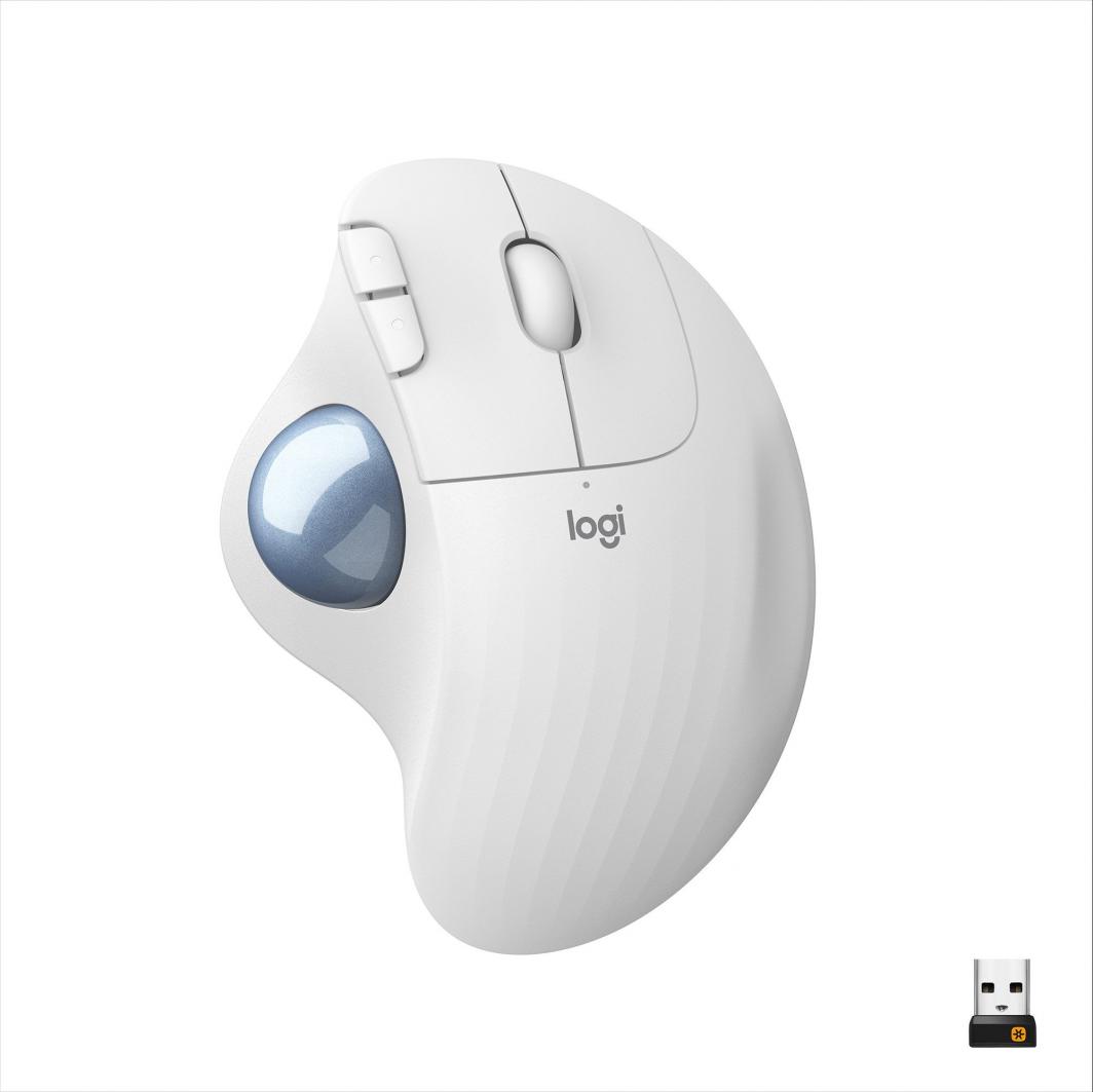 Maus Logitech ERGO, wireless, Bluetooth, USB, i bardhë
