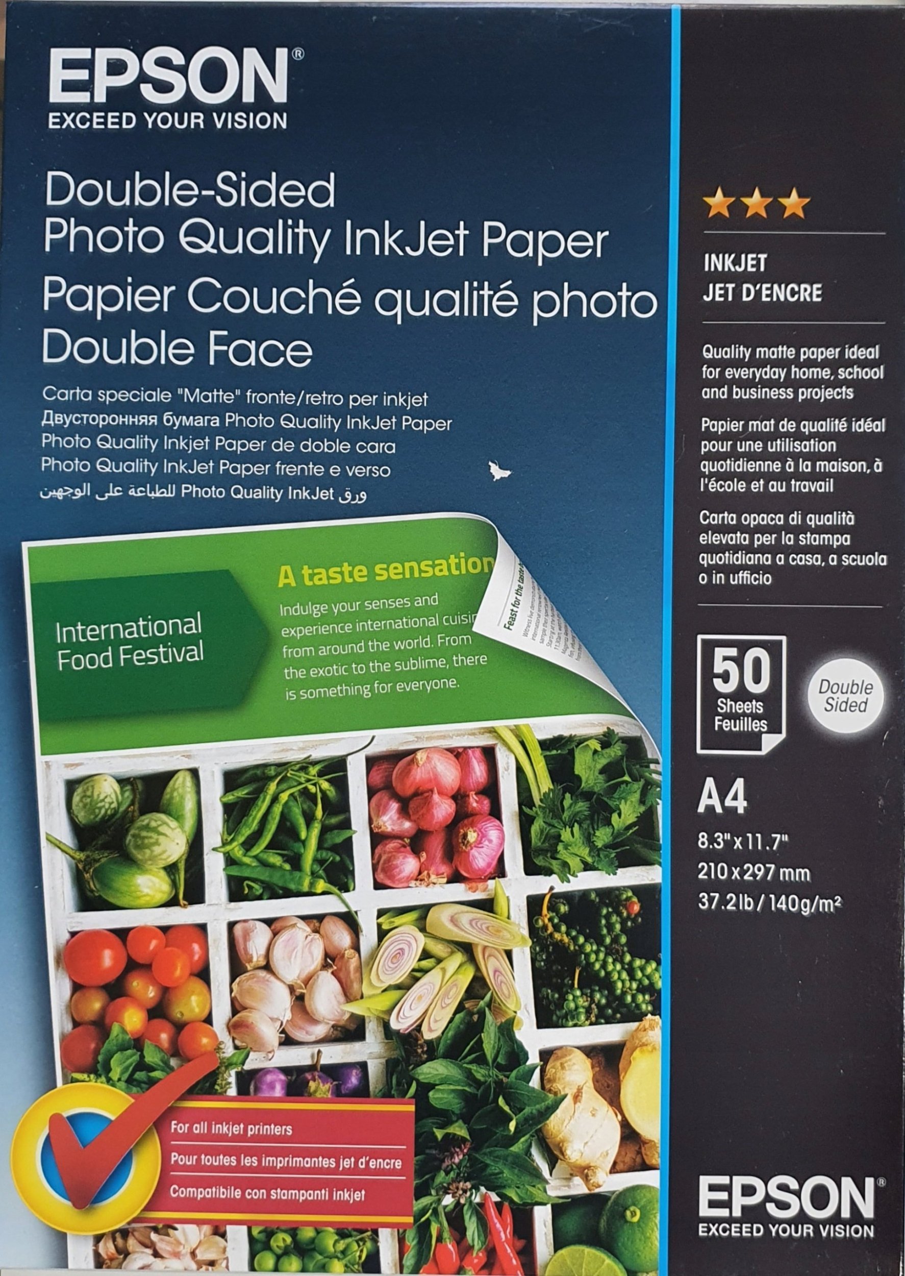 Letër fotografike Epson Double-Sided Photo Quality Inkjet, A4, 120gsm, 50 fletë, e bardhë matte