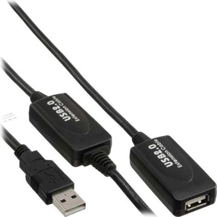 Kabllo USB InLine 34614I, USB A në USB A, 25 m, e zezë