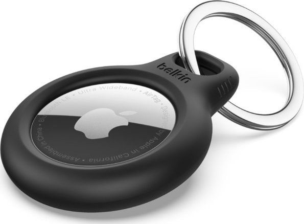 Mbajtëse Belkin Secure AirTag me unazë çelësash, sistem Twist and Lock, e zezë