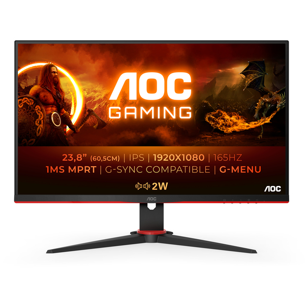 Monitor AOC 24G2SPU, 23.8", FHD, i zi/ kuq