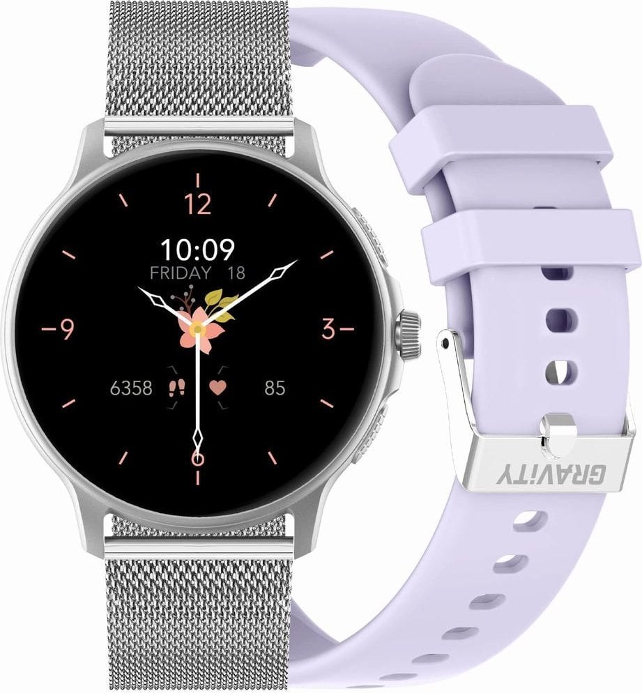Orë inteligjente Gravity GT12 8, ekran 1.43" AMOLED, Bluetooth thirrje, argjendtë