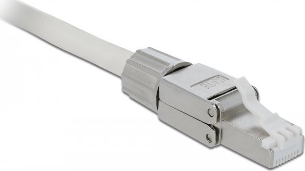 Konektor rrjeti Delock RJ45 Cat6 STP, pa vegla, gri
