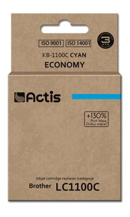 Ngjyrë për printer Actis KB-1100C (zëvendësim për Brother LC1100C/980C), 19 ml, e kaltër