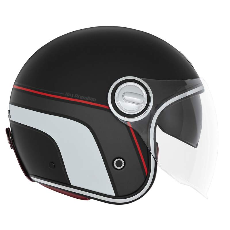 Helmetë motoçiklete Jet Nox Premium Heritage, polikarbonat, vizor anti-UV, e zezë