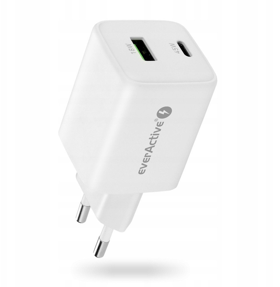 Karikues muri everActive SC-450Q, GaN, 45W, 1x USB 1x USB C, i bardhë