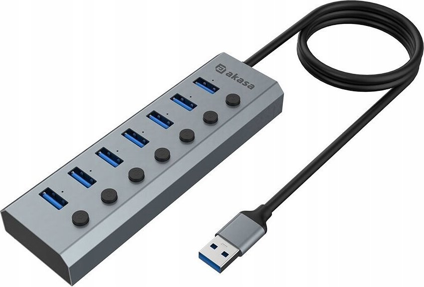 Hub USB Akasa Connect 7 IPS, 7 porta USB Type A, i zi