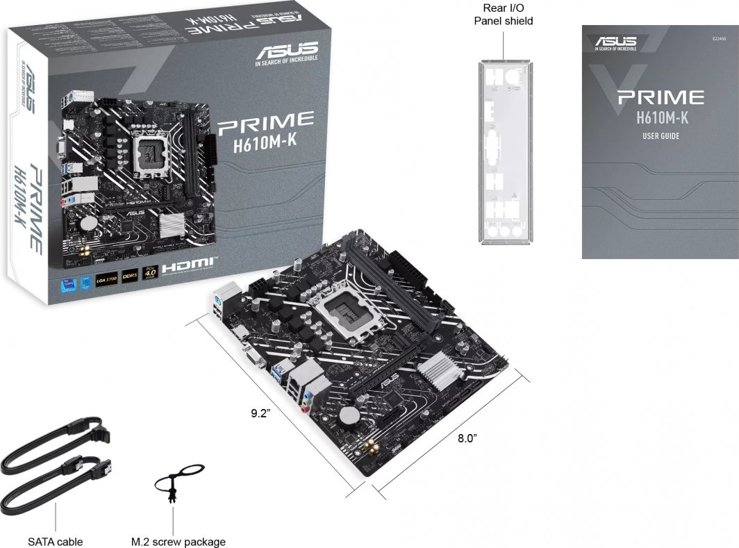 Pllakë amë Asus PRIME H610M-K, PCIe 4.0, DDR5, e zezë