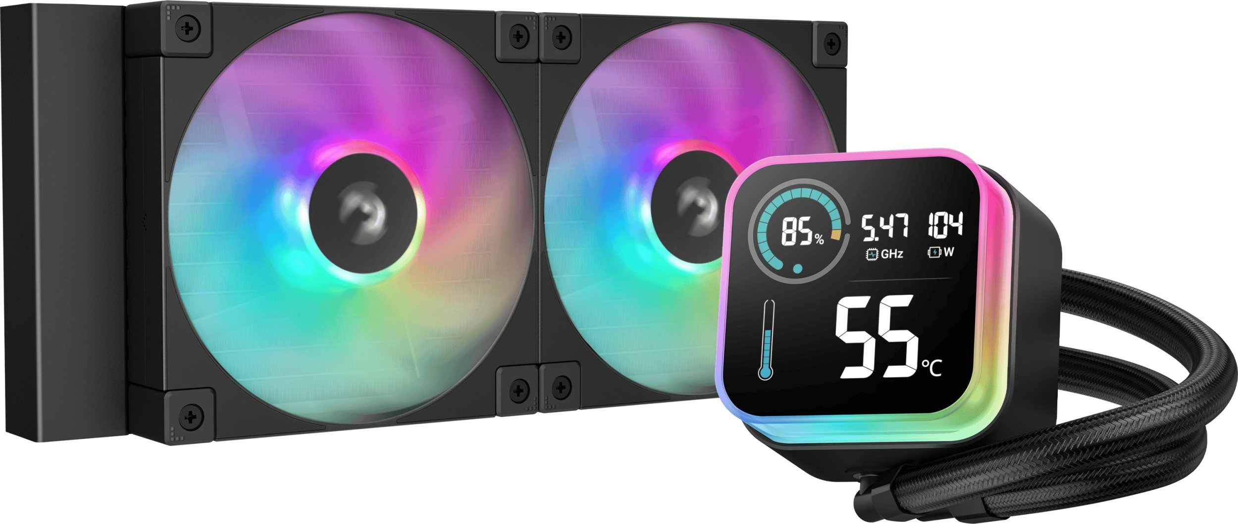 Ftohës uji për procesor DeepCool LQ240, 240 mm, ARGB, i zi