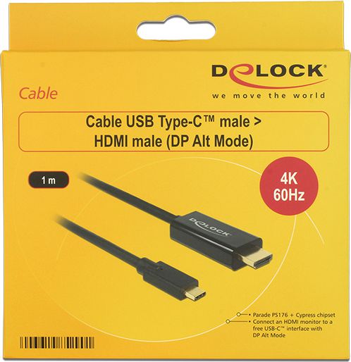 Kabllo Delock USB C në HDMI, 1m, e zezë