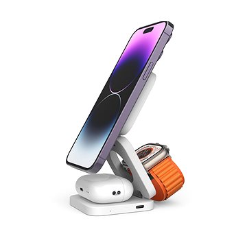 Karikues wireless 3 në 1 CubeNest E310, MagSafe, palosës, i bardhë