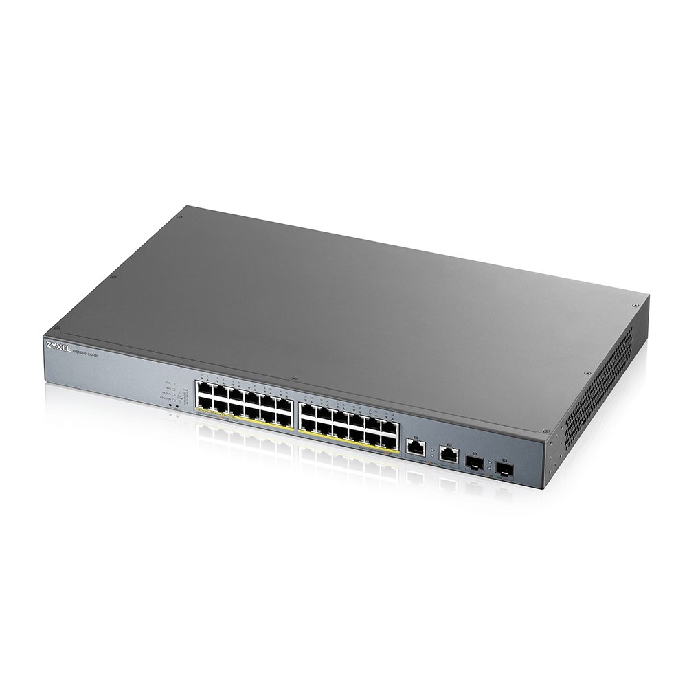 Switch rrjeti Zyxel GS1350-26HP, 24 porte Gigabit PoE, menaxhueshëm, gri