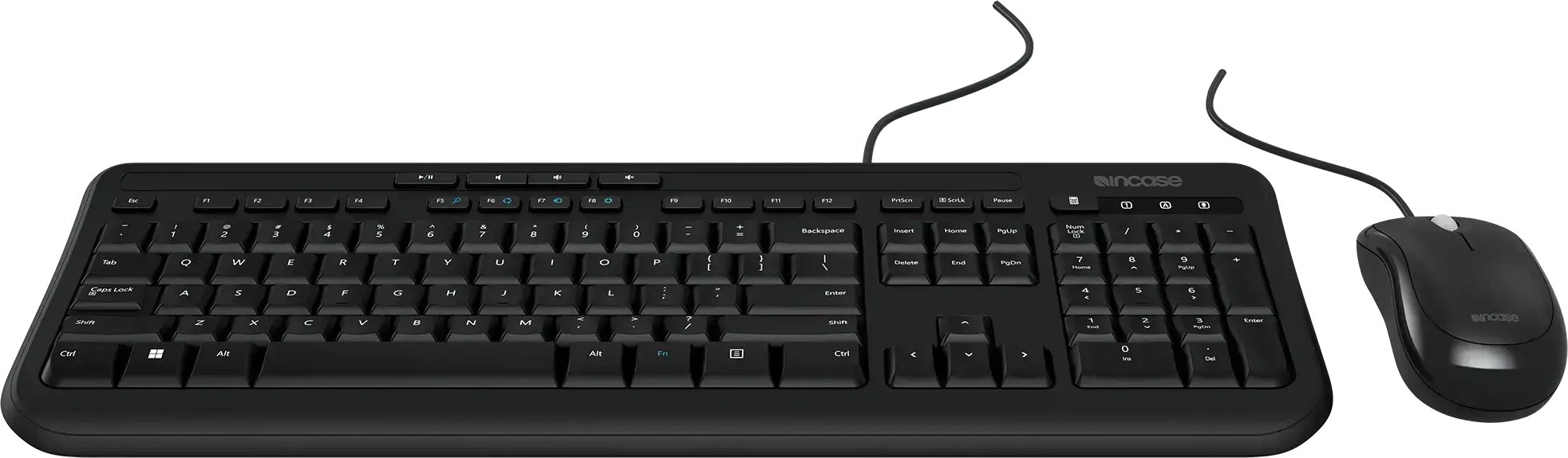 Komplet tastierë dhe maus Microsoft Incase Desktop 600, me kabllo, USB, gjermanisht QWERTY, i zi