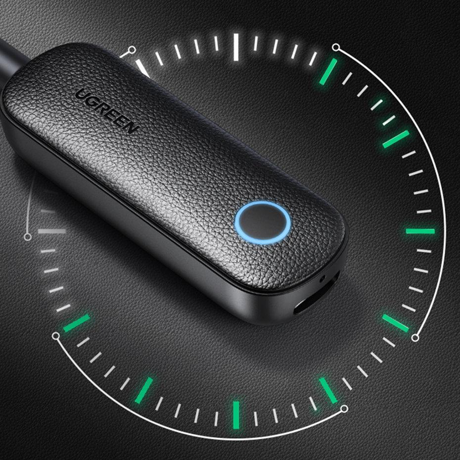Adapter Bluetooth UGREEN 2 në 1, transmetues dhe marrës, Bluetooth 5.0, për AUX makine, i zi