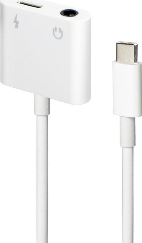 Adapter audio Gembird, mini jack 3.5mm dhe USB C në USB C, i bardhë