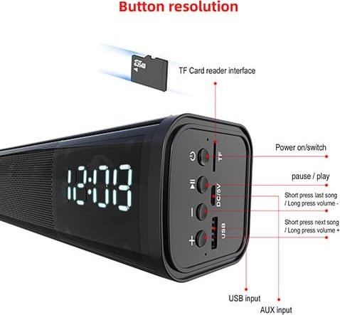 Altoparlant Bluetooth Adler AD 1191, orë zgjimi, 15 orë riprodhim, i zi