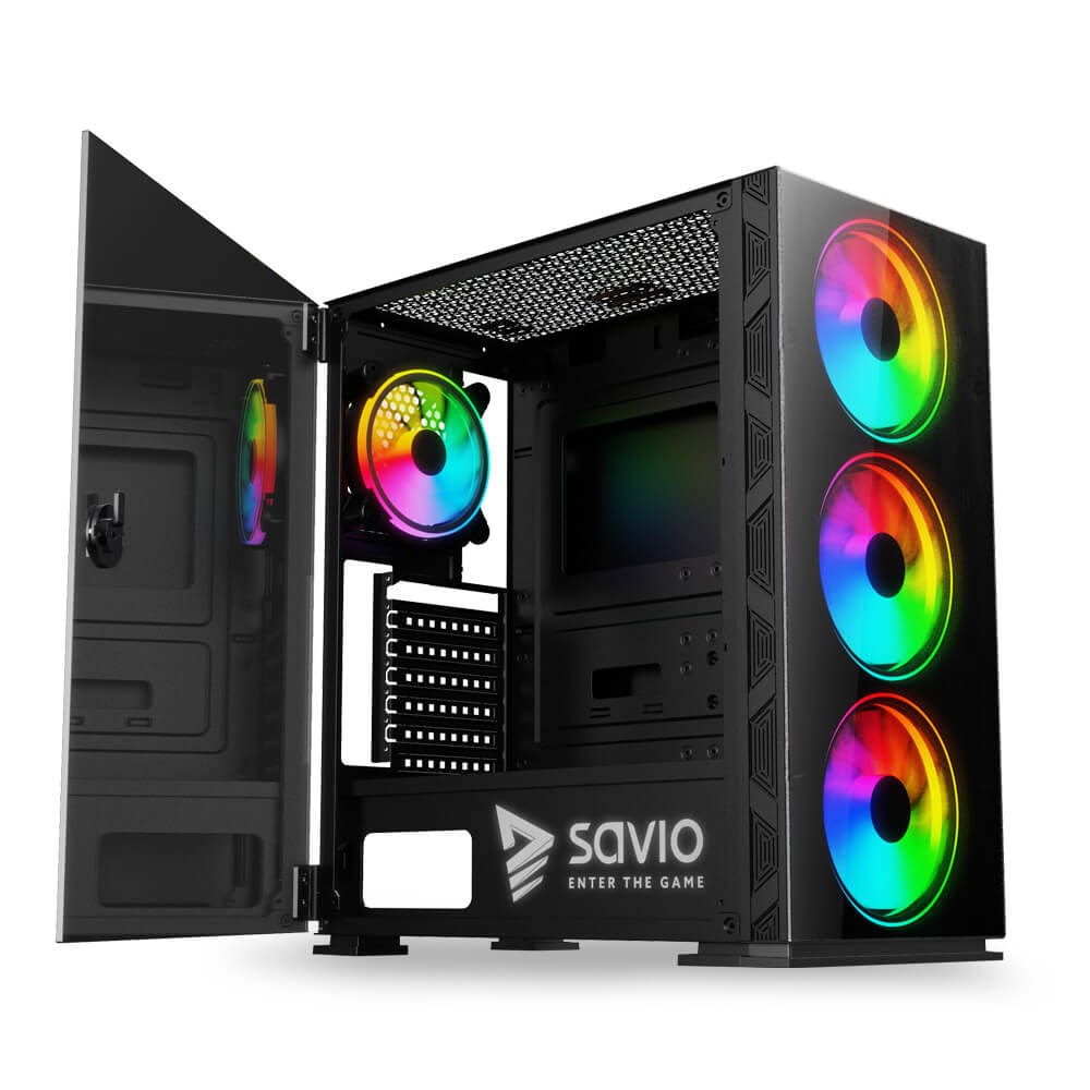 Kasë SAVIO PC Case Prime X1 ARGB Glass, e zezë