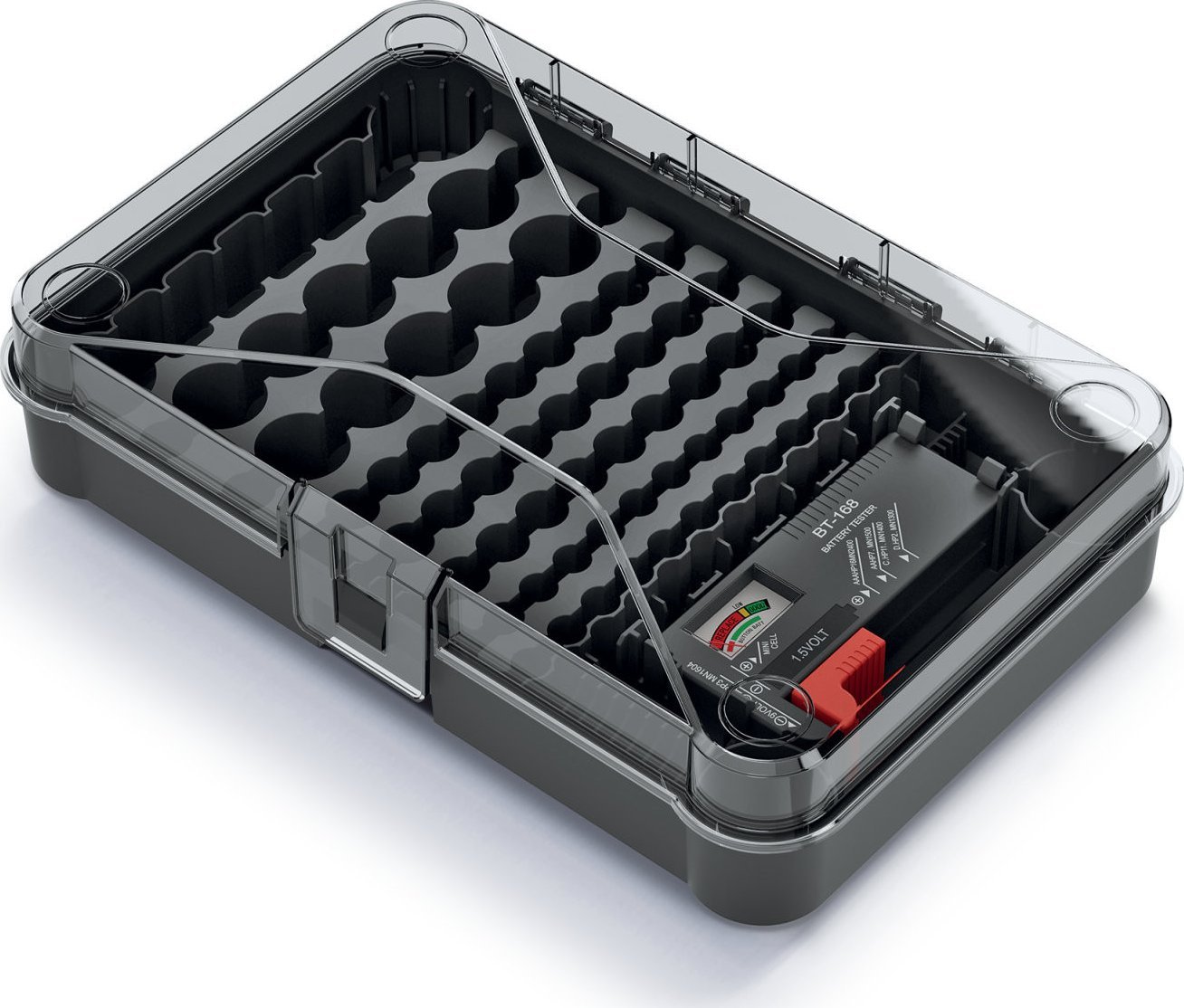 Kuti organizuese baterish BATTERY BOX, me tester, 29.5x19.5x7 cm, plastike
