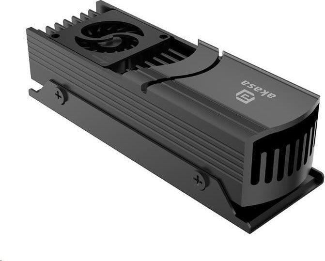 Ftohës SSD Akasa Gecko Pro LX M.2, aktiv me ventilator PWM, jastëkë termikë, i zi
