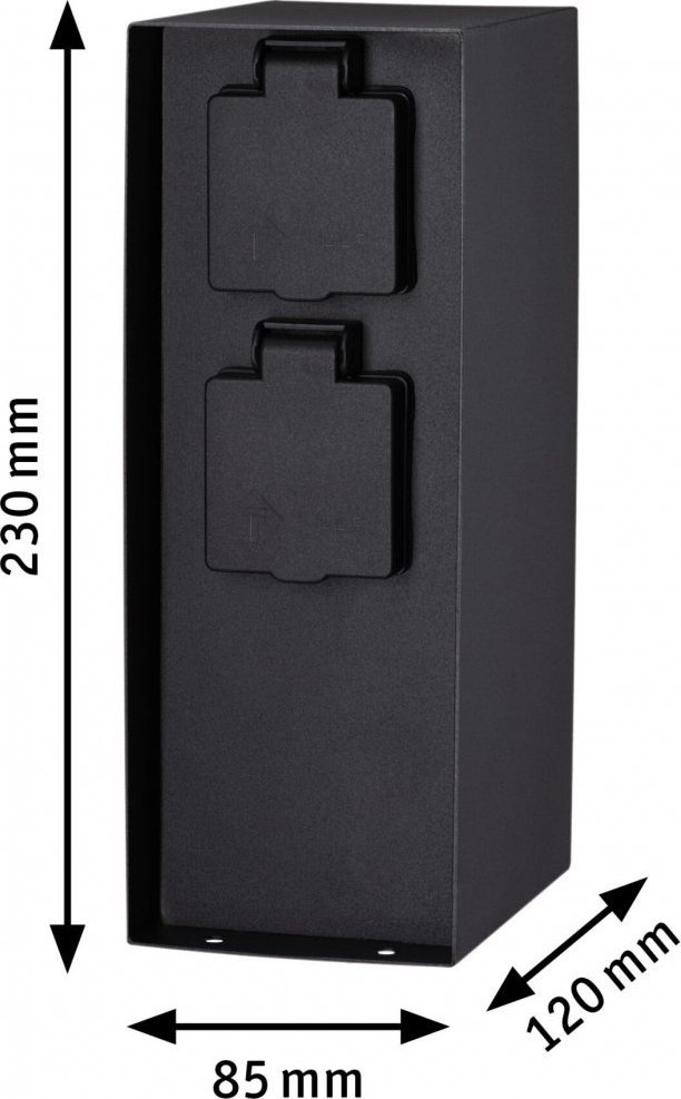 Kolonë e jashtme Paulmann Time, 2 priza, programator kohe, çelik inox antracit