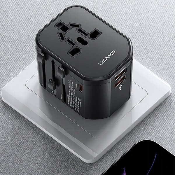 Karikues udhëtimi Usams T59, adapter 4 në 1, 20W, 2xUSB 1xUSB C, i bardhë