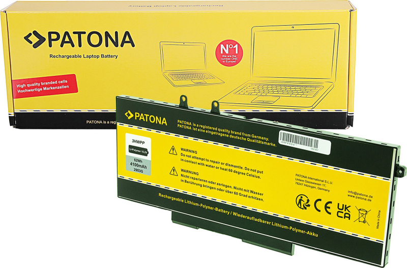 Bateri laptopi Patona 3HWPP për Dell Latitude 5400 5410 5510, 4100mAh, Li Polymer, e zezë