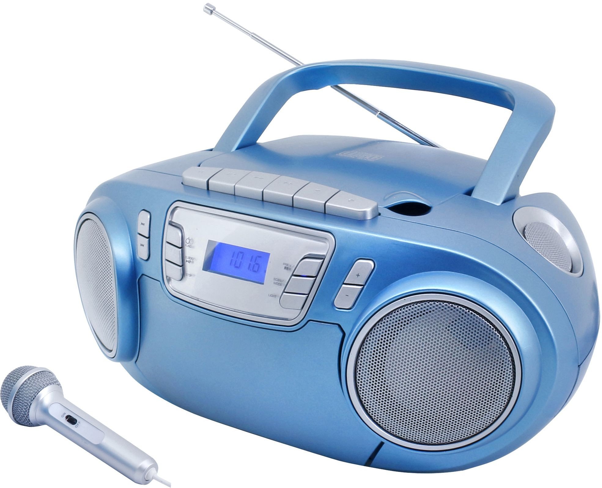 Radio CD boombox Soundmaster SCD5800BL, USB, me mikrofon, blu
