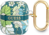 Mbulesë mbrojtëse Guess Flower Strap për AirPods, poliuretan, me rrip dekorativ, jeshile