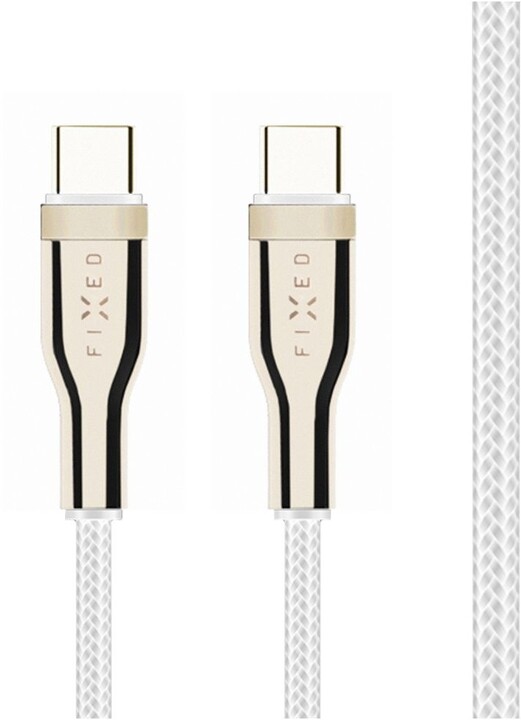 Kabllo FIXED USB-C - USB-C, USB 2.0, PD 100W, 2m, e bardhë