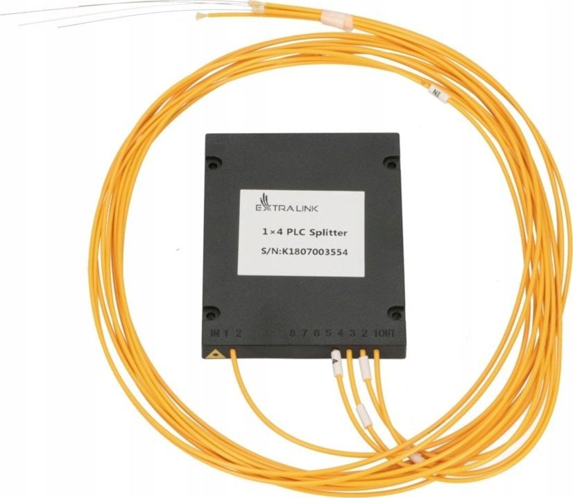 Nдавач оптички Extralink PLC 1:4, влакно G657A, кабел 2.0mm 1.5m, модул ABS