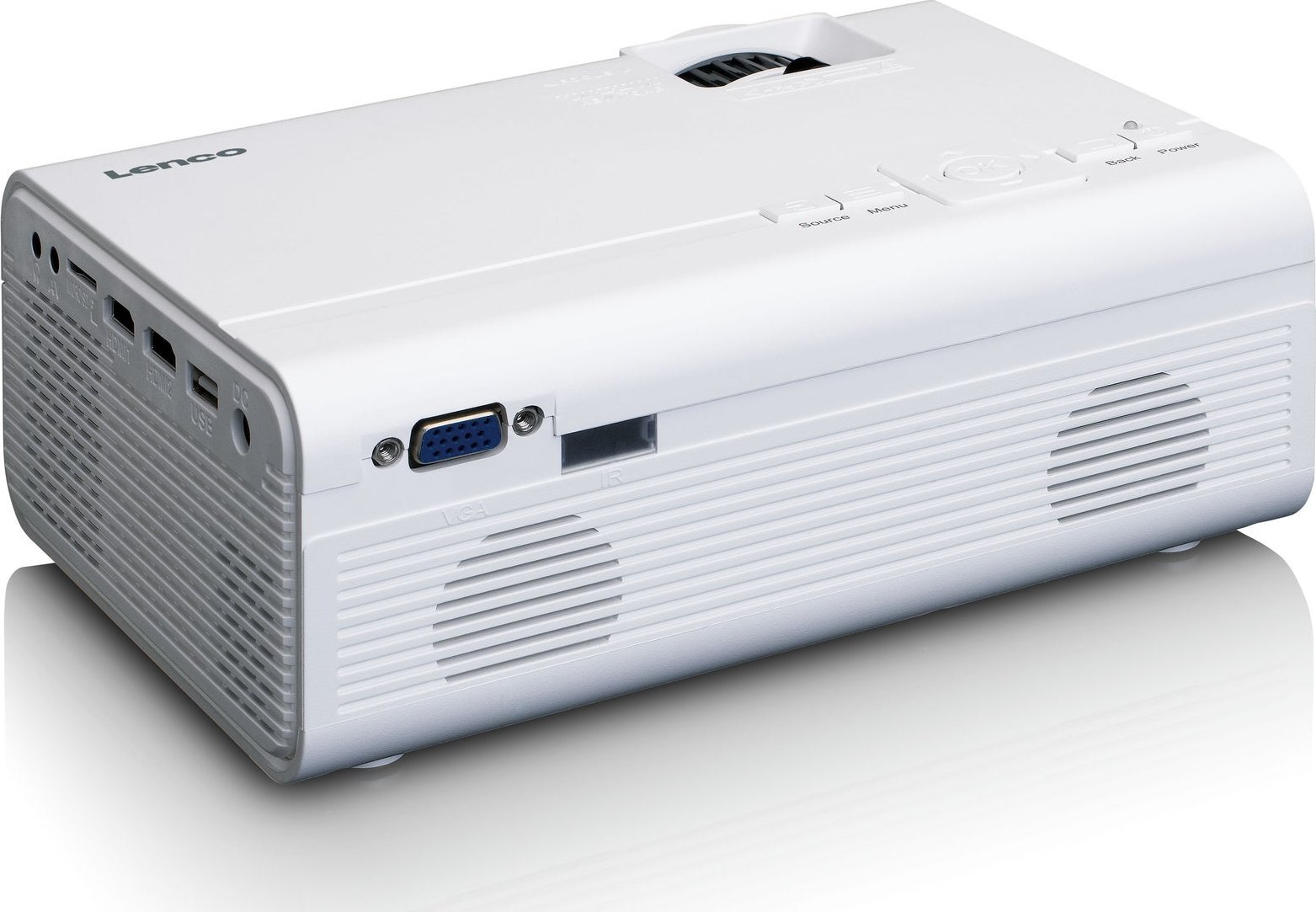 Проектор Lenco LPJ-280WH, резолуција WVGA, бел