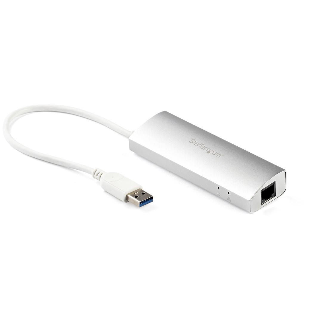 USB Hub StarTech.com ST3300G3UA, 3 porte + GbE, alumini, i argjendtë