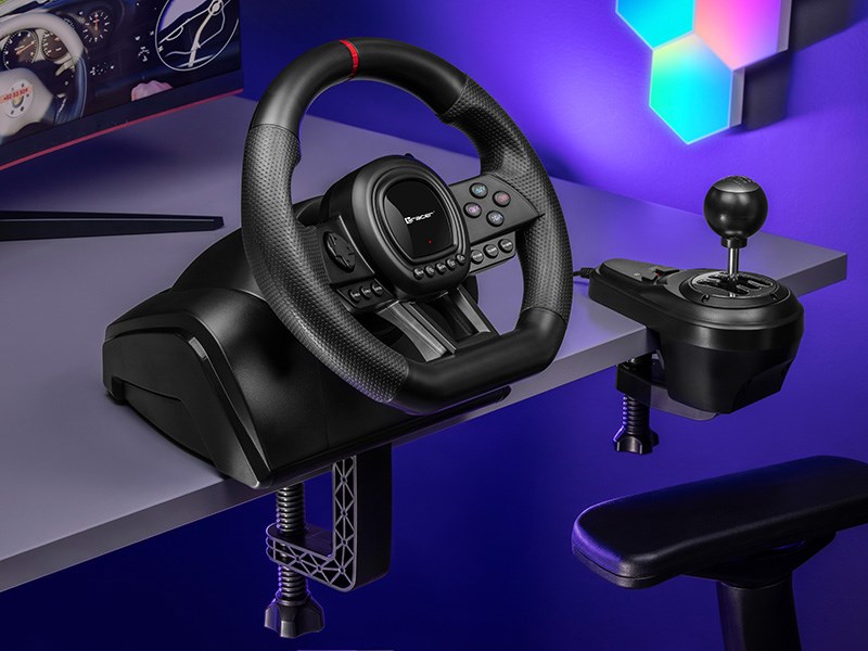 Timoni lojërash Tracer Simracer 6in1, 270°, me pedale dhe levë marshe, i zi