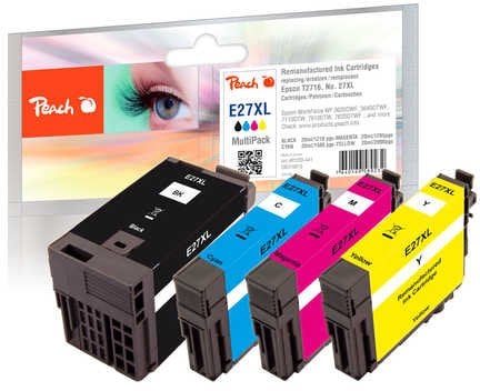 Пакување со тонер касети Peach Savings Pack, компатибилно со Epson T2716 No. 27XL, капацитет XL, повеќебојно