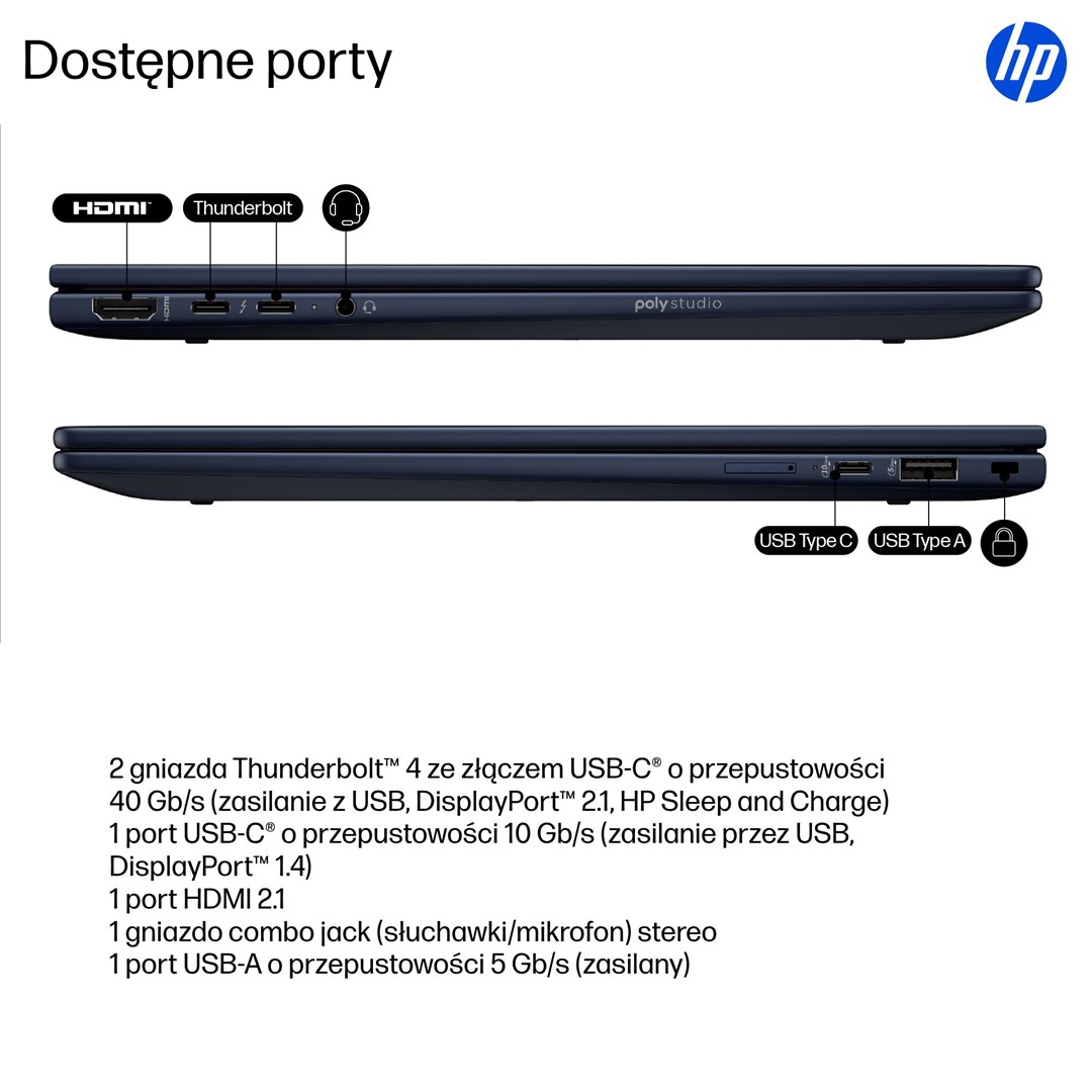Laptop HP EliteBook X Flip G1i 14 AI, Ultra 7 258V, 32GB, 512GB SSD, темно сина