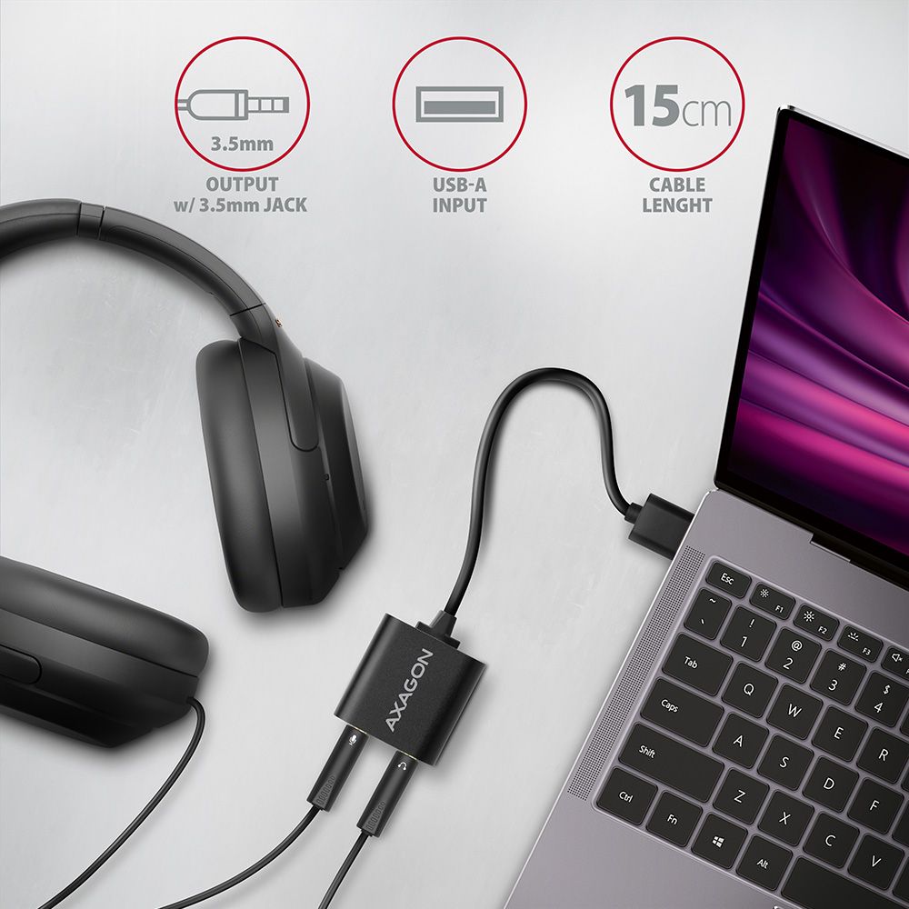 Kartë zanore USB Axagon ADA-12, jashtme, trup metalik, gri