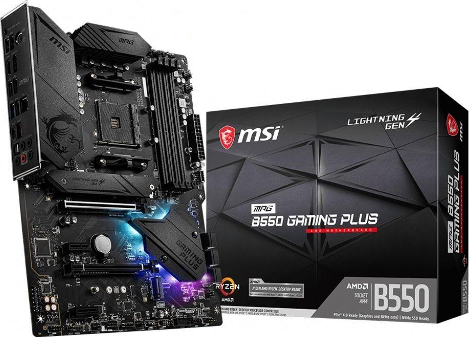 Pllakë amë MSI MPG B550 GAMING PLUS, 128 GB, DDR4, e zezë 