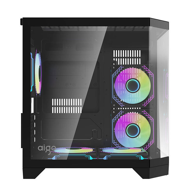 Kuti kompjuterike DarkFlash FT350 Mini Tower, M ATX ITX, 5 ventilatorë ARGB, e zezë