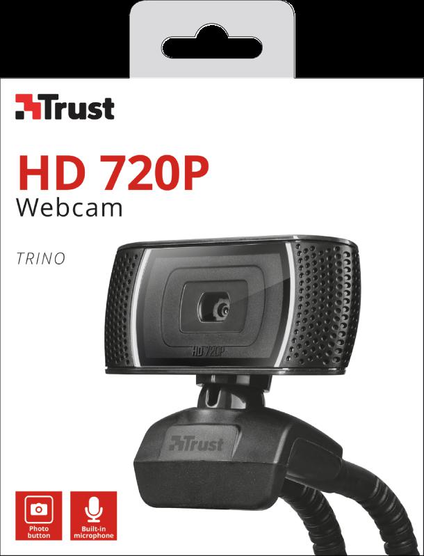 Webcam Trust Trino, 8MP, HD 720p, USB 2.0, e zezë