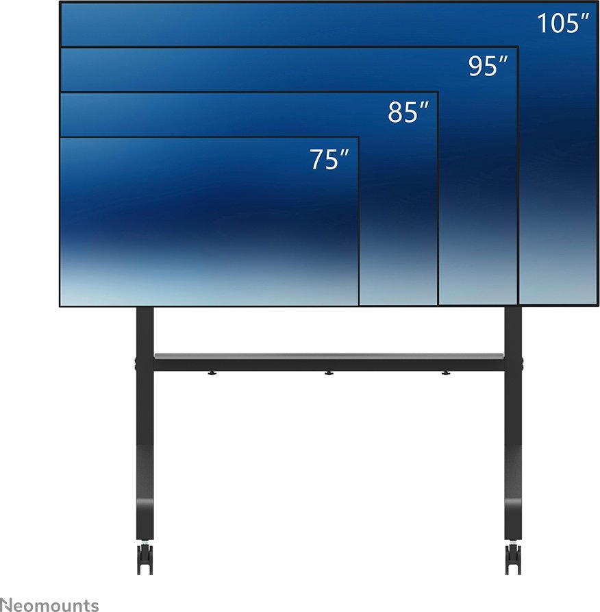 Karrocë mobile TV Neomounts FL50-575BL1 MOVE Go XL, 65-110", me rrota, e zezë