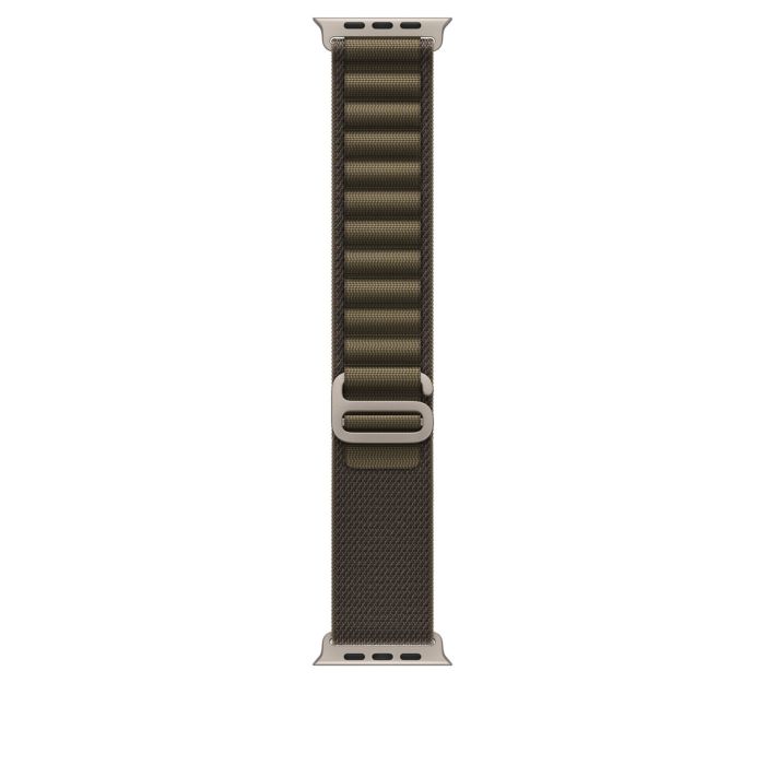 Apple Watch 49mm Dark Olive Alpine Loop, Large, Natural Titanium Finish