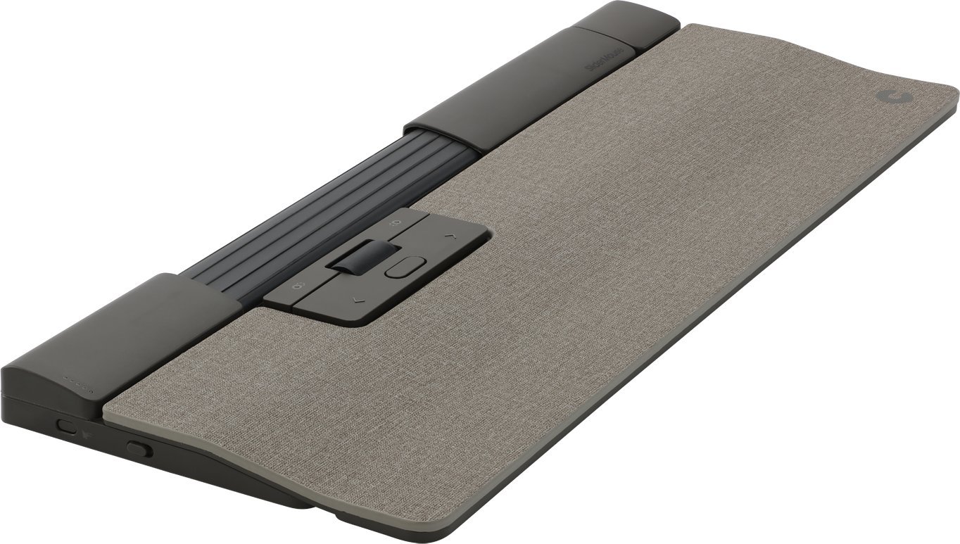 Maus ergonomik Contour Design SliderMouse Pro Wireless, me mbështetëse të zgjatur për kyçe, pa tela, gri e hapur