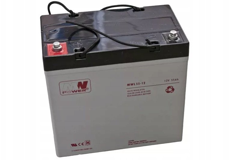 Bateri AGM MW Power MWL 55-12, 12V, 55Ah, e zezë
