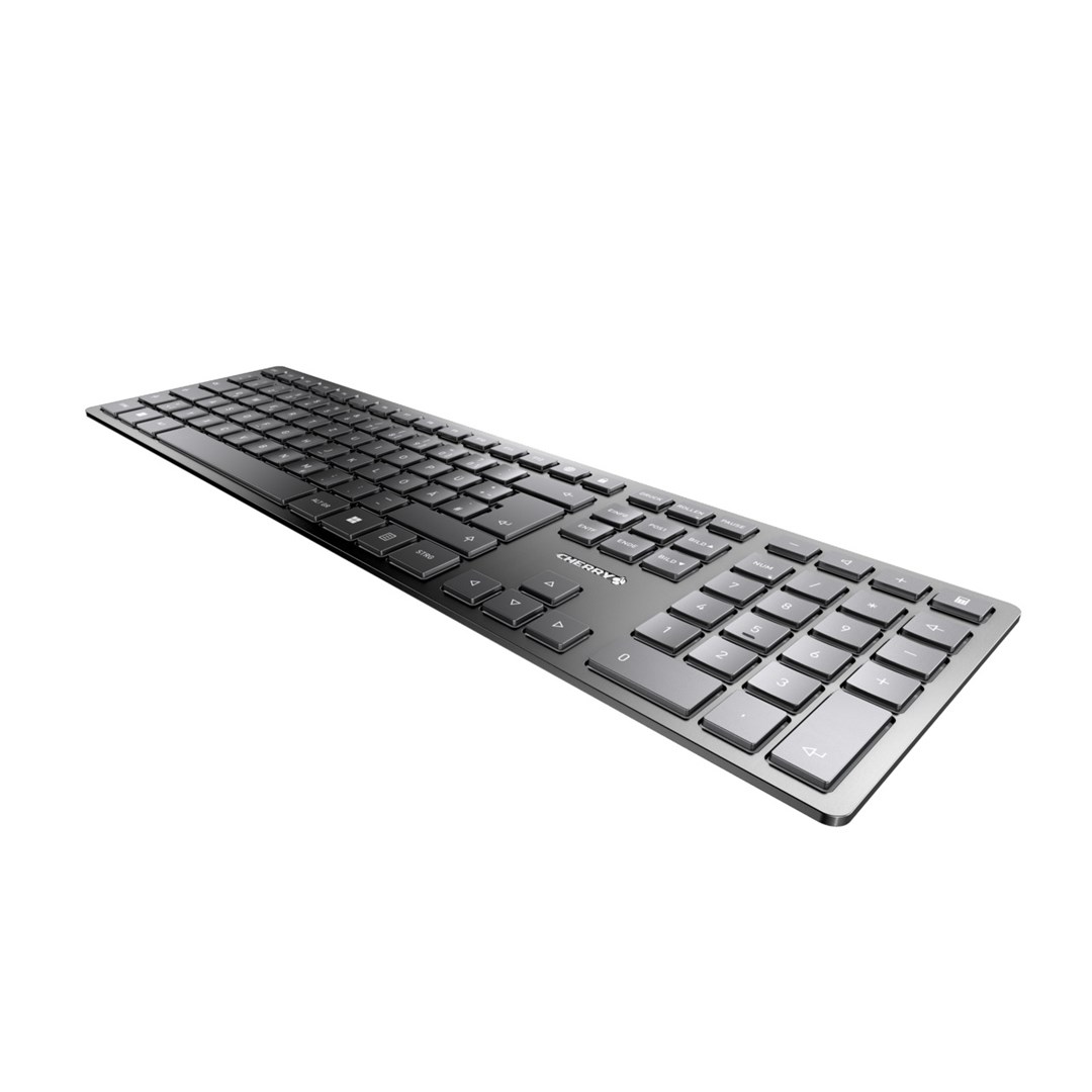 Tastierë CHERRY KW 9100 SLIM, Pa kabllo, QWERTZ, e zezë/e argjendtë